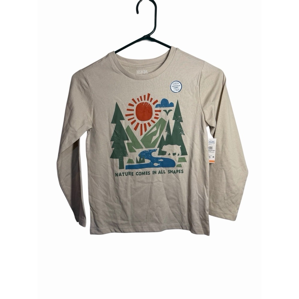 365 Kids Garanimals Boys Long Sleeve Camping Nature Graphic T-Shirt Beige Size 8